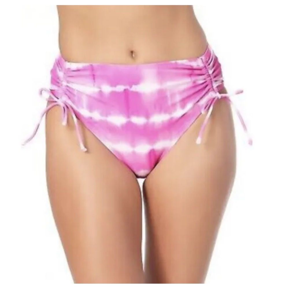 California waves Juniors Ruched Side Tie High Waisted Tie Dye Swim Bottom Size L